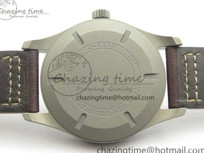 MIROTIME 0113 SmartChoice Mark XVIII IW327006 Titanium M+F 1:1 Best Edition Black Dial on Brown Leather Strap A 7145
